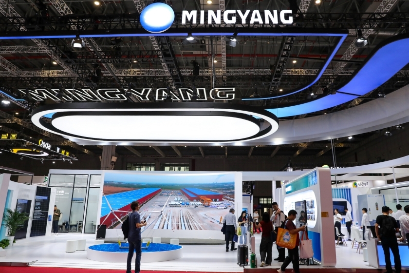 A Ming Yang Smart Energy booth in Shanghai. Photo: VCG