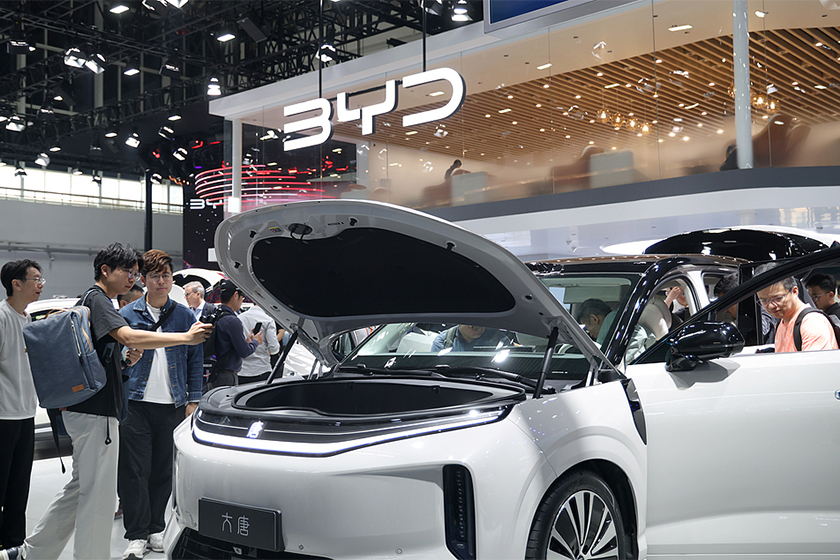Visitors tour the BYD booth at the 2026 (19th) Beijing International Automotive Exhibition. Photo: VCG